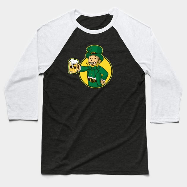 Saint Patrick's Day Gamer Beer Drinking Irish Leprechaun Baseball T-Shirt by BoggsNicolas